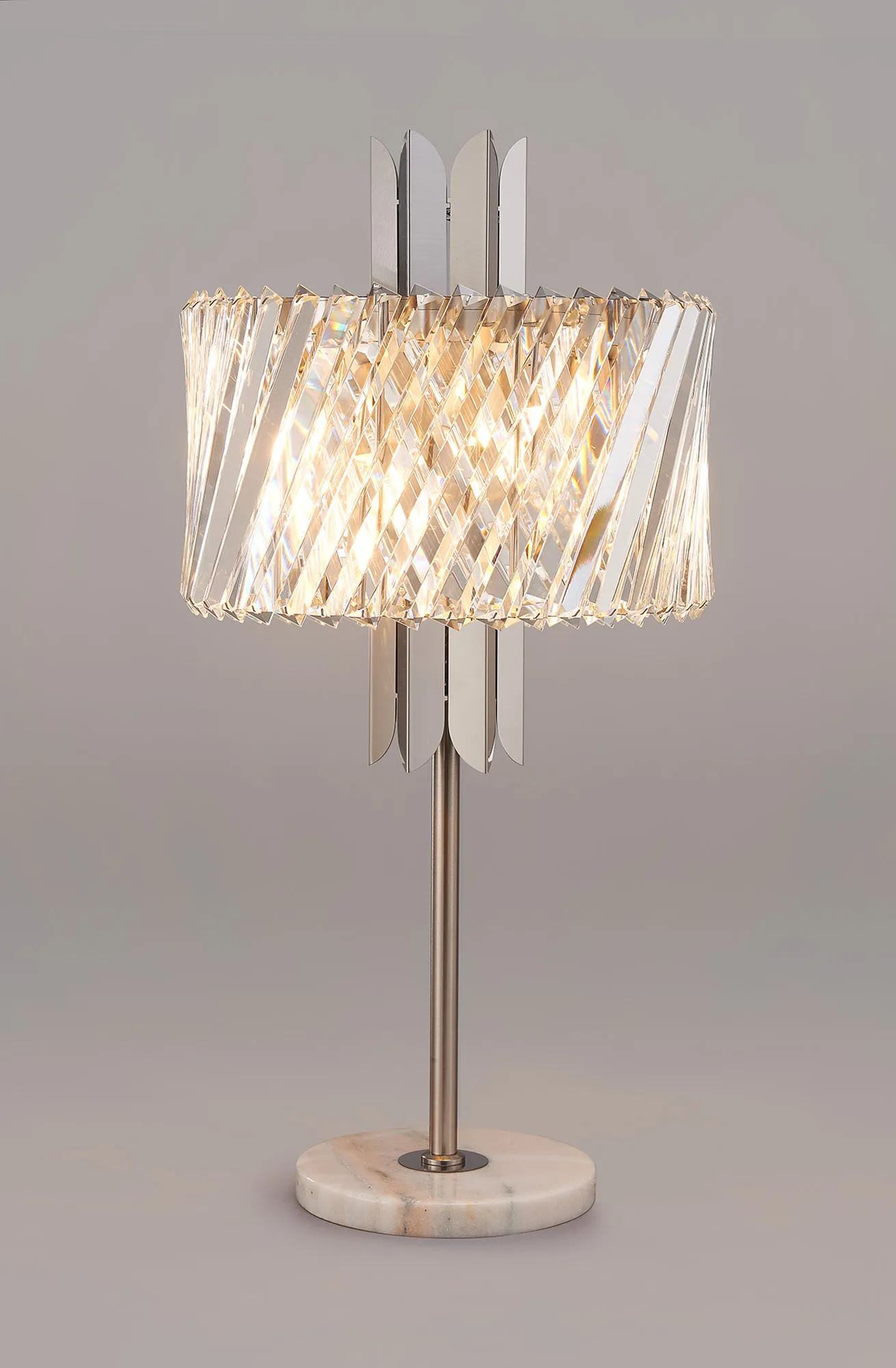 Lola Satin Nickel Crystal Table Lamps Diyas Designer Table Lamps